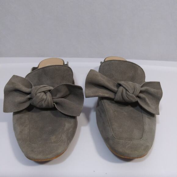 BP. Maddy Gray Suede Bow Mule Flats Neutral Office Size 9 - Picture 3 of 10
